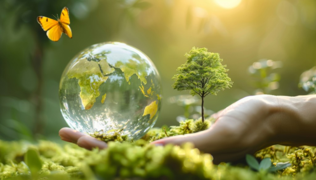 Globe and tree in hand — sustainability